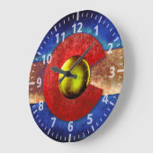 Verrostete Metallcolorado-Flagge Große Wanduhr (Winkel)