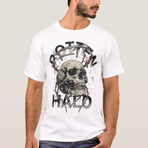 Verrotteter Heiligenschein Gothic-Totenkopf-Grafik T-Shirt