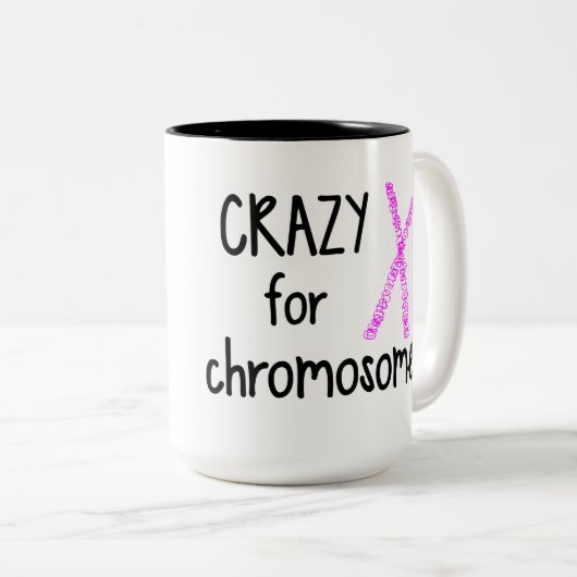 Verrückt für Chromosomen Kaffee-Tasse Zweifarbige Tasse (VorderseiteRechts)