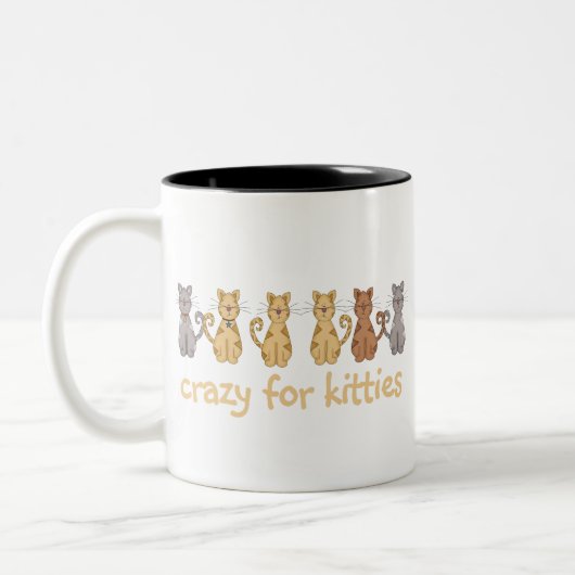 Verrückt für Kätzchen Zweifarbige Tasse (Links)
