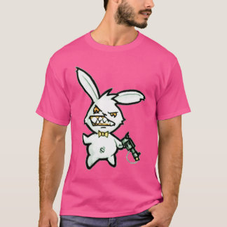 Verrückt geladene Pistole Psycho Bunny Cartoon Pul T-Shirt