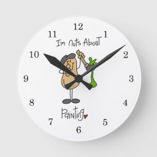 Verrückt nach Malen T-Shirts und Geschenke Runde Wanduhr