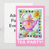 VERRÜCKT NACH TEAPARTY EINLADUNG (Vorne/Hinten)
