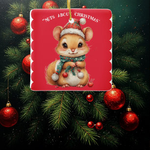 Verrückt nach Weihnachten Spielendes Eichhörnchen  Keramikornament