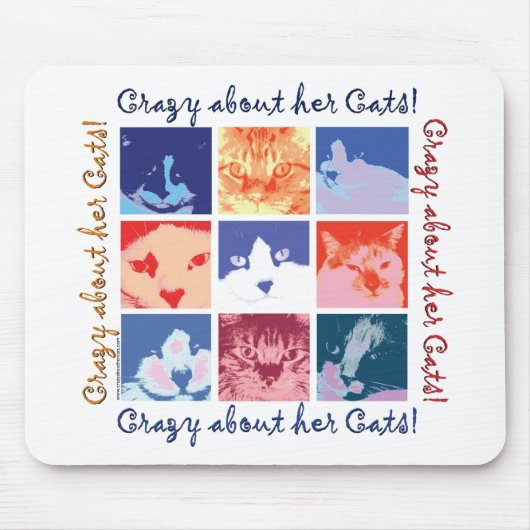 Verrückt um ihre Katzen Mousepad (Vorne)