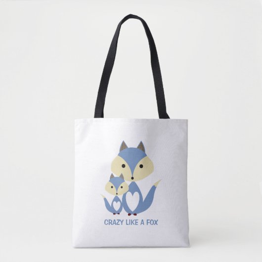 Verrückt wie ein Fuchs, Blaues Fuchs-Jute Tasche (Vorderseite)