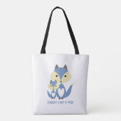 Verrückt wie ein Fuchs, Blaues Fuchs-Jute Tasche (Rückseite)
