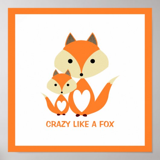 Verrückt wie ein Fuchs, Orange Fox Burlap Poster (Vorne)