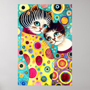 Verrückte abstrakte coole Katzen Poster