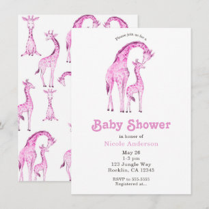 Verrückte Babyparty mit rosa Giraffen Einladung