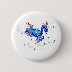 VERRÜCKTE BLAUE BAUM-FRÖSCHE BUTTON