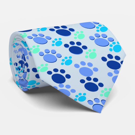 Verrückte blaue Tatzen-Krawatte Krawatte (Gerollt)