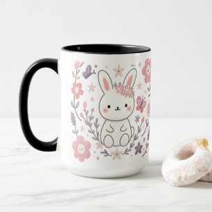 Verrückte Blumen-Hasen-Keramik-Tasse Tasse