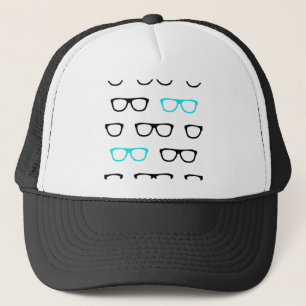 verrückte Brille blau Geek Truckerkappe