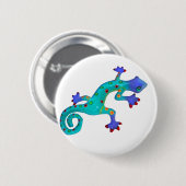 Verrückte bunte Eidechse Button (Vorne & Hinten)