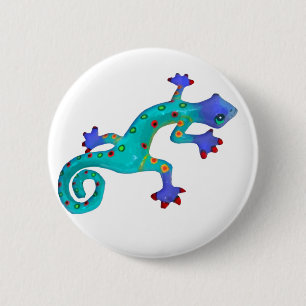 Verrückte bunte Eidechse Button