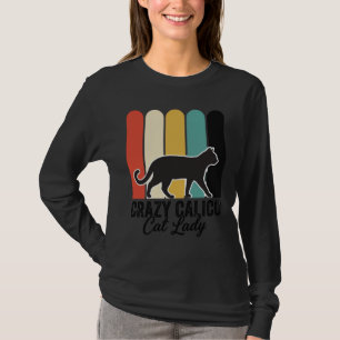 Verrückte Calico-Katzen-Dame Vintage Retro-Katze D T-Shirt