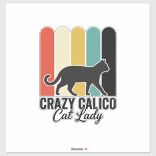 Verrückte Calico-Katzen-Dame Vintage Retro Katzen- Aufkleber