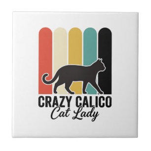 Verrückte Calico-Katzen-Dame Vintage Retro Katzen- Fliese