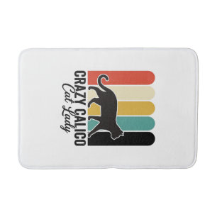 Verrückte Calico-Katzen-Lady Vintage Retro Katzen- Badematte