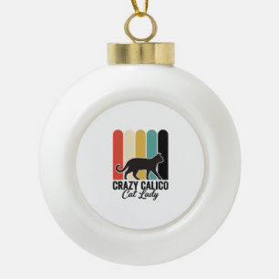 Verrückte Calico-Katzen-Lady Vintage Retro Katzen- Keramik Kugel-Ornament