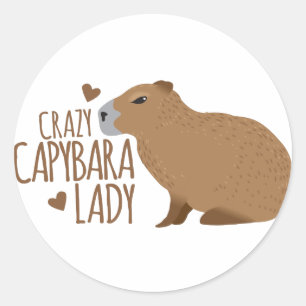verrückte Capybaradame Runder Aufkleber