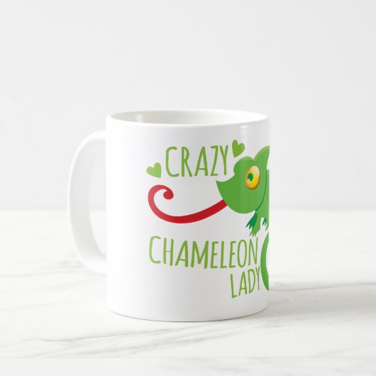 Verrückte Chamäleondame Kaffeetasse (Vorderseite Links)