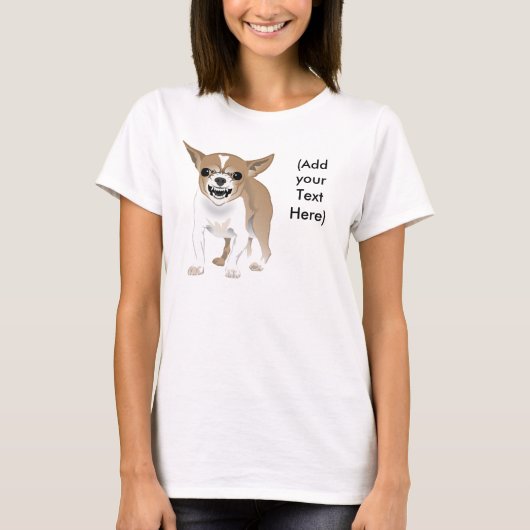 Verrückte Chihuahua, (addieren Sie Ihren Text) T-Shirt (Vorderseite)