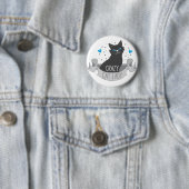 verrückte Damenfahne der schwarzen Katze Button (Beispiel)