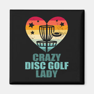 Verrückte Disc Golf Lady Vintage Retro Herz Lustig Magnet