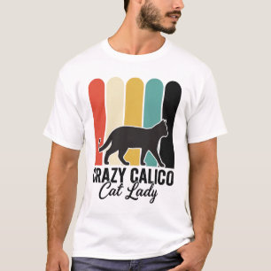 Verrückte Dreifarben-Katzendame Vintage Retro-Katz T-Shirt