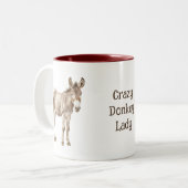 Verrückte Eseldame Zweifarbige Tasse (Vorderseite Links)