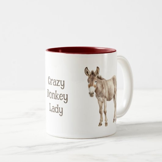 Verrückte Eseldame Zweifarbige Tasse (VorderseiteRechts)