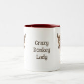 Verrückte Eseldame Zweifarbige Tasse (Mittel)