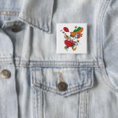 Verrückte Frau Laufender Clown Button (Beispiel)