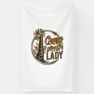 Verrückte Giraffen-Dame Vintage-Stich-Shirt-Design Banner