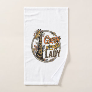 Verrückte Giraffen-Dame Vintage-Stich-Shirt-Design Handtuch