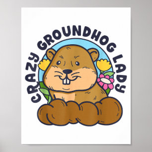 Verrückte Groundhog-Lady Frauen Retro Vintage 60er Poster