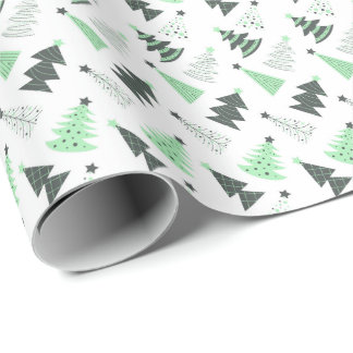 Verrückte grüne Weihnachtsbaum-Muster Geschenkpapier
