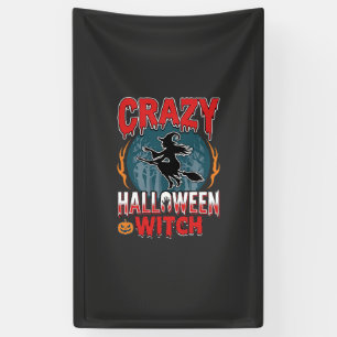 Verrückte Halloween-Hexe fliegende Besen-Horror-De Banner