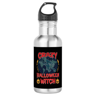 Verrückte Halloween Hexe Kürbis Fliegender Mond Gr Edelstahlflasche