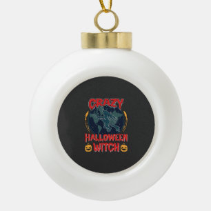 Verrückte Halloween Hexe Kürbis Fliegender Mond Gr Keramik Kugel-Ornament