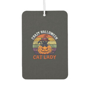 Verrückte Halloween-Katzen-Lady Schwarzer Kürbis-H Autolufterfrischer