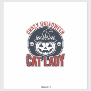 Verrückte Halloween-Katzen-Lady-Vintage-Hexen-Katz Aufkleber