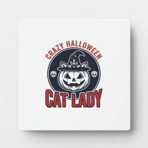 Verrückte Halloween-Katzen-Lady-Vintage-Hexen-Katz Fotoplatte