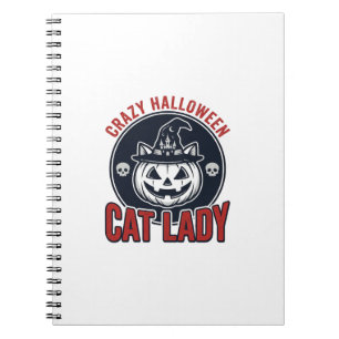 Verrückte Halloween-Katzen-Lady-Vintage-Hexen-Katz Notizblock