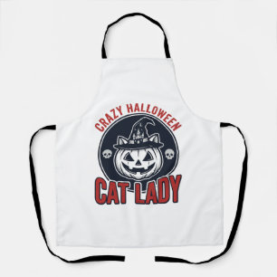 Verrückte Halloween-Katzen-Lady-Vintage-Hexen-Katz Schürze