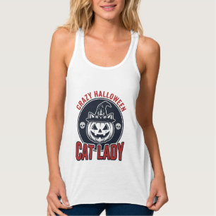 Verrückte Halloween-Katzen-Lady-Vintage-Hexen-Katz Tank Top