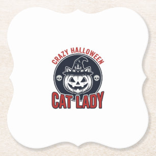 Verrückte Halloween-Katzenlady-Vintage-Hexenkatze- Untersetzer