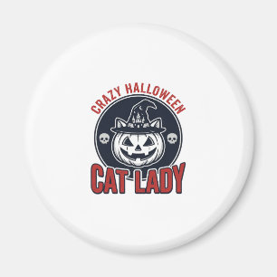 Verrückte Halloween-Katzenlady-Vintage-Hexenkatzen Magnet